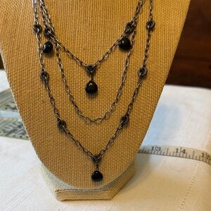 Silpada Black Chaceldony & Oxidized Sterling Silver Layered Necklace